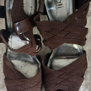 Kalli Collection Brown Sandals with Criss-Cross Straps